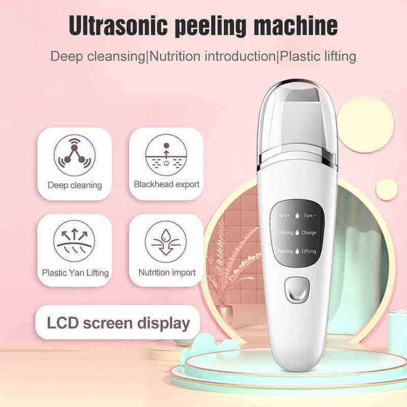Ultrasonic Ion Deep Cleaning Skin Scrubber Peeling Shovel Facial Pore Cleaner Blackhead Remover Face Lifting Care Tools 220516