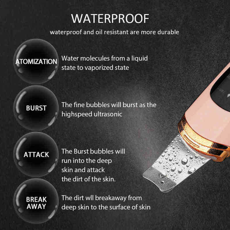 Ultrasonic Ion Deep Cleaning Skin Scrubber Peeling Shovel Facial Pore Cleaner Blackhead Remover Face Lifting Care Tools 220516