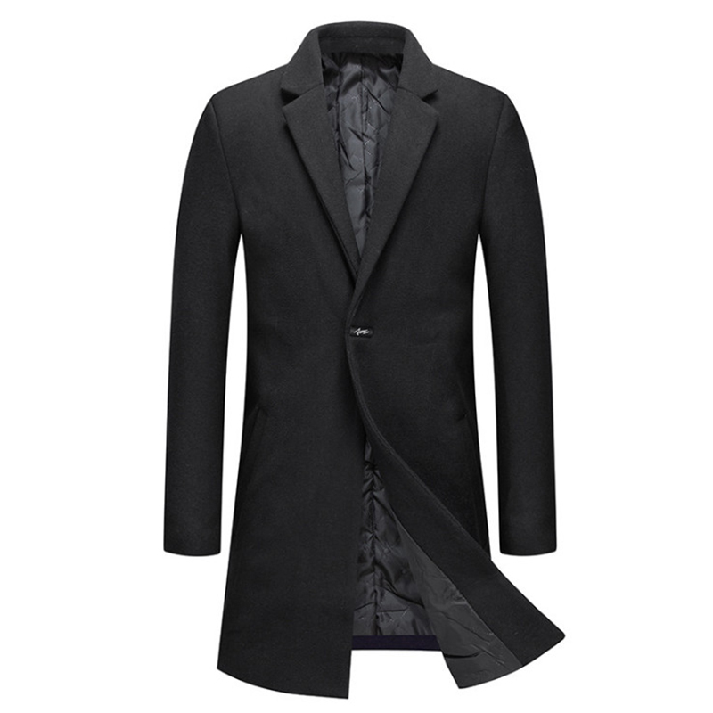 Men's Wool Blends Fashion Men Woolen Coat Winter Thick Warm Jackets Anti Wrinkle Men Wool Blends Coat Single Button Long Trench Coat 220930