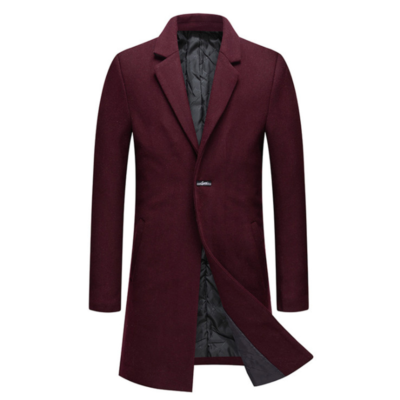 Men's Wool Blends Fashion Men Woolen Coat Winter Thick Warm Jackets Anti Wrinkle Men Wool Blends Coat Single Button Long Trench Coat 220930
