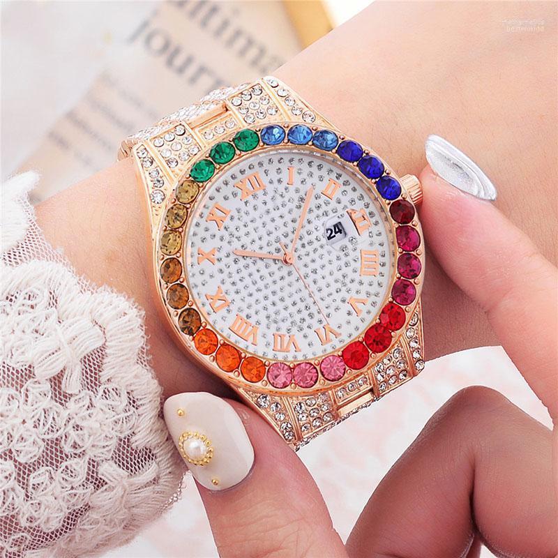 Wristwatches Color Full Diamond Calendar Fashion Steel Belt Women's Watch Style Roman Literal Quartz WatchWristwatches, Gold
Wristwatches Color Full Diamond Calendar Fashion Steel Belt Women's Watch Style Roman Literal Quartz WatchWristwatches, Gold