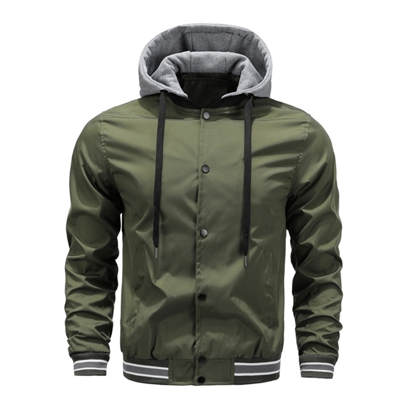 Mens Jackets Spring Autumn Solid Color Detachable Hooded Baseball Stand Collar Casual Slim Fashion Bomber Men 220930, Green
Mens Jackets Spring Autumn Solid Color Detachable Hooded Baseball Stand Collar Casual Slim Fashion Bomber Men 220930, Green