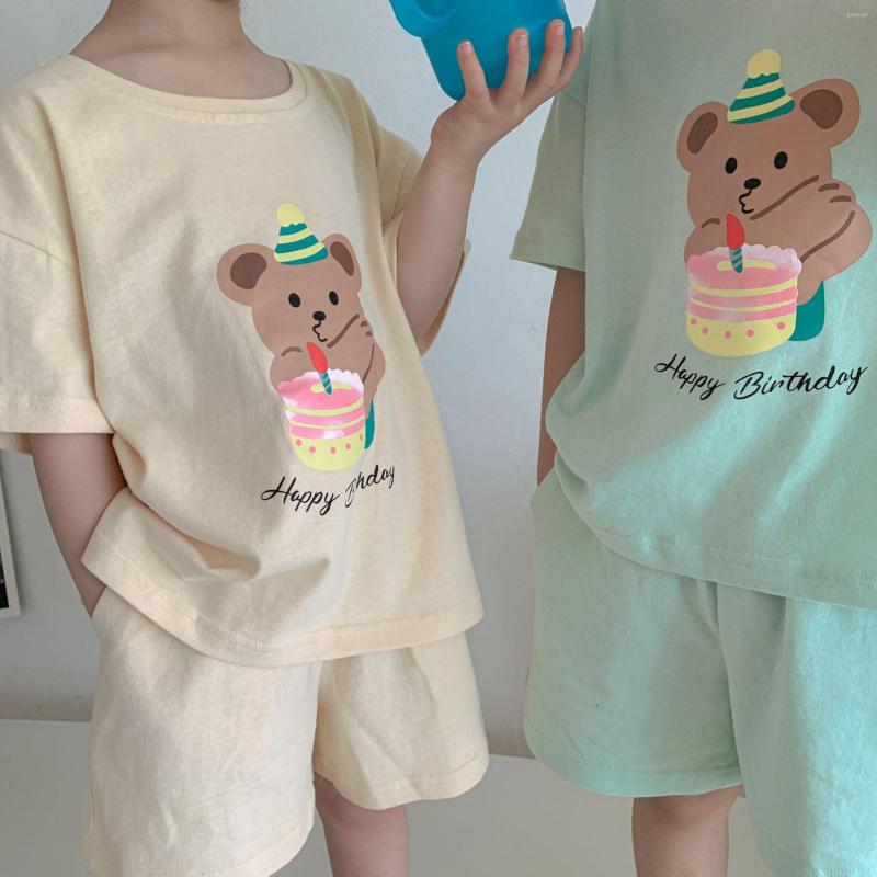 Clothing Sets Summer Unisex Children Cartoon Bear Birthday Clothes Boys And Girls Cotton Short Sleeve Tee Shorts All-match Outfits, Light green 2pcs set
Clothing Sets Summer Unisex Children Cartoon Bear Birthday Clothes Boys And Girls Cotton Short Sleeve Tee Shorts All-match Outfits, Light green 2pcs set