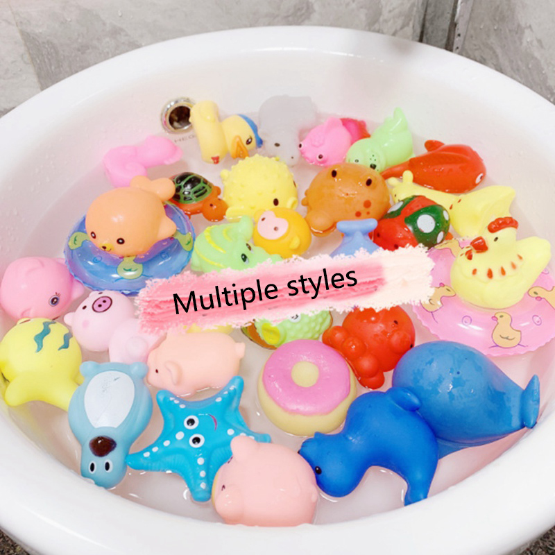 Baby Cute Animals Bath Toy Swimming Water Toys Soft Rubber Float Squeeze Sound Kids Wash Play Funny Gift 1147