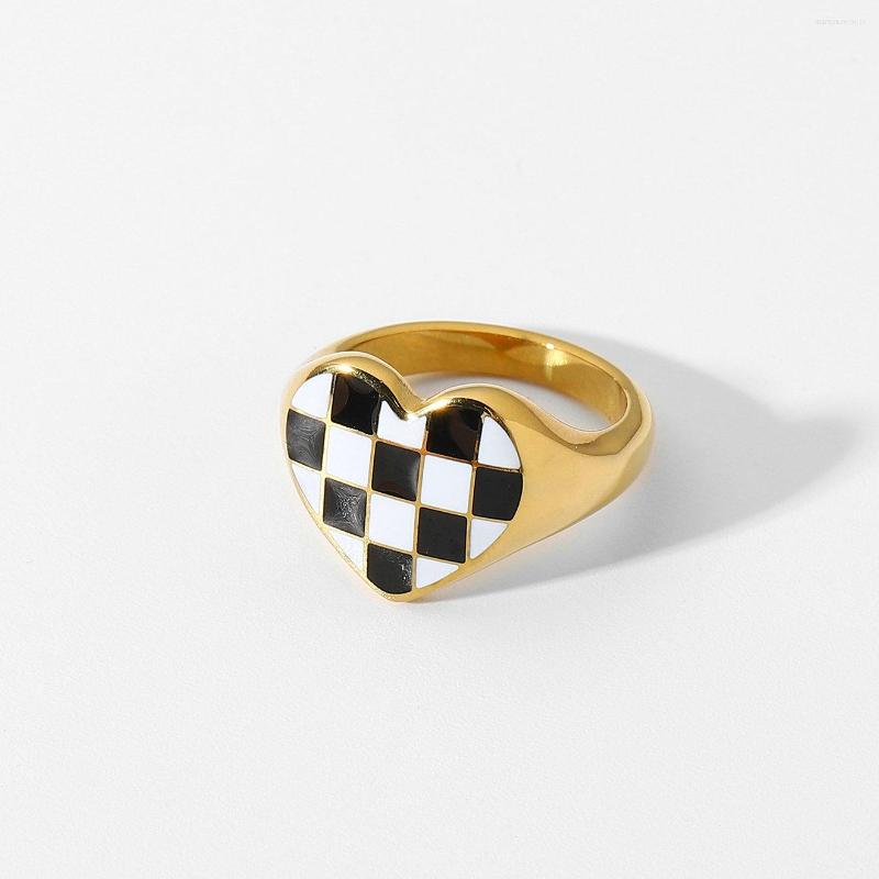 Wedding Rings Ins 18k Gold Plated Stainless Steel Party Jewelry Love Heart Chess Plaid For Women
Wedding Rings Ins 18k Gold Plated Stainless Steel Party Jewelry Love Heart Chess Plaid For Women