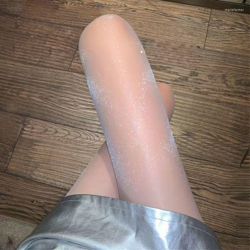 

Women Socks 2022 Bright Silk Pearlescent Stockings Women's Anti-Snagging Summer Thin Pantyhose Sexy Base Long, Gray