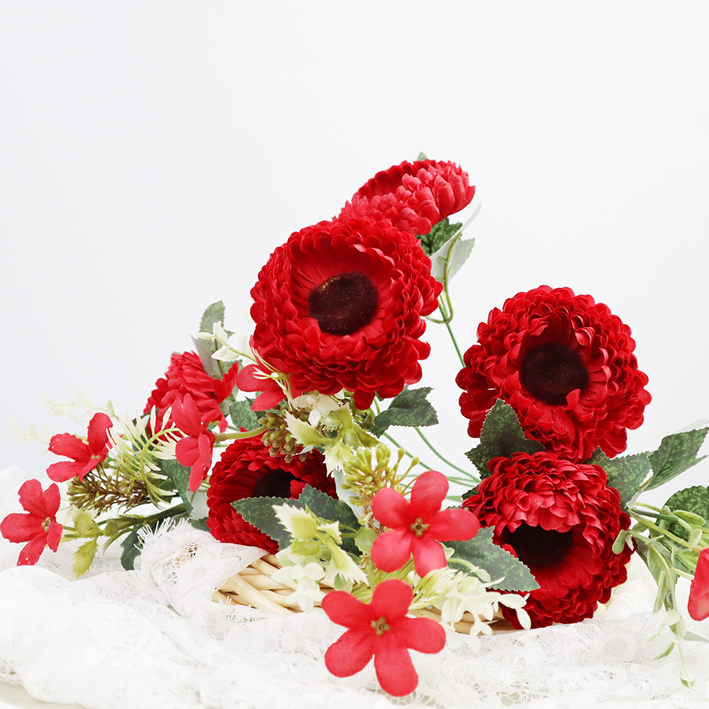 

Simulated Flower 10 head chrysanthemum bouquet wedding home decoration products multi-layer foreign trade hot wholesale products, Champagne powder