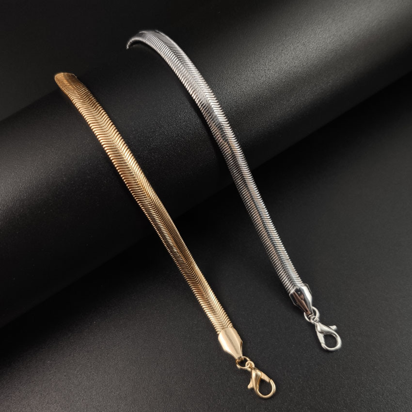Gold Silver Flat Snake Chain Anklet Bracelet for Women Fashion Adjustable Simple Delicate Foot Chain Summer Beach Feet Jewelry