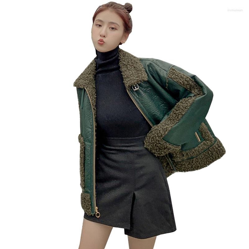 Women's Leather Lamb Wool Thick Warm Overcoat Elegant Women 2022 Winter PU Jacket Female Casual Loose Fur One Coat OK1344, Black
Women's Leather Lamb Wool Thick Warm Overcoat Elegant Women 2022 Winter PU Jacket Female Casual Loose Fur One Coat OK1344, Black