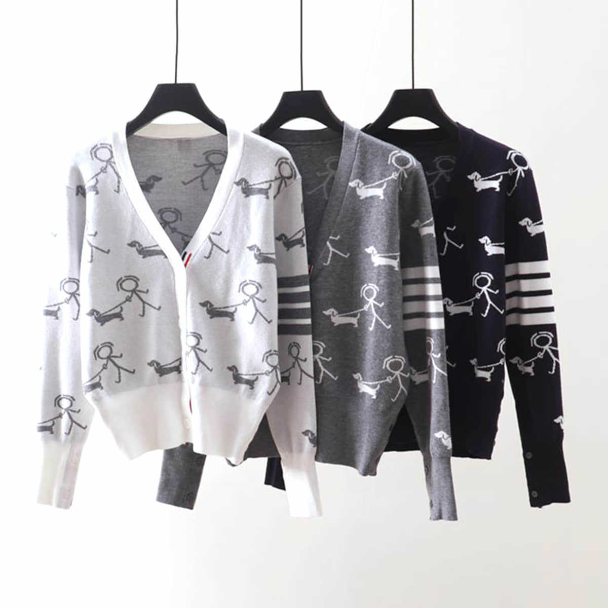 Women' Sweaters Cardigan Stickman Jacquard Brand Tb Fashion Thom 4 Bar Funmix Sweaters Girls Striped Clothing Casual Ins Style, Dark grey 
Women' Sweaters Cardigan Stickman Jacquard Brand Tb Fashion Thom 4 Bar Funmix Sweaters Girls Striped Clothing Casual Ins Style, Dark grey