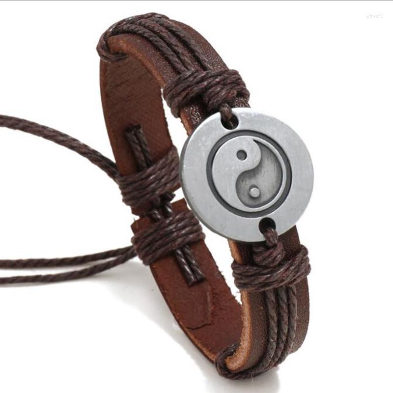 Charm Bracelets Vintage Punk PU Leather Weave Bracelet Tai Chi Yin Yang Wristband Cuff Bangles For Men Women Friends Gift Adjustable
Charm Bracelets Vintage Punk PU Leather Weave Bracelet Tai Chi Yin Yang Wristband Cuff Bangles For Men Women Friends Gift Adjustable