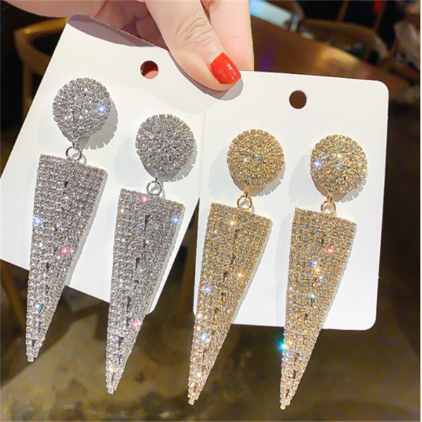 European and American Fashion Full Diamond Dangle Chandelier Personality Triangle Diamond Earrings Female AC225
European and American Fashion Full Diamond Dangle Chandelier Personality Triangle Diamond Earrings Female AC225