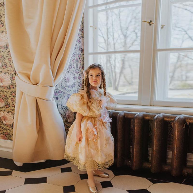 Girl Dresses Elegant Champagne First Communion Flower Embroidered Appliques Princess Gown Knee Length Bow Birthday Dress, Beige
Girl Dresses Elegant Champagne First Communion Flower Embroidered Appliques Princess Gown Knee Length Bow Birthday Dress, Beige