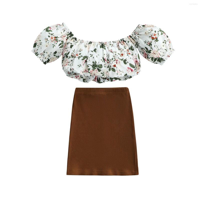 Clothing Sets 1-6Y Summer Fashion Kids Girls 2pcs Clothes Off Shoulder Puff Sleeve Flowers T Shirts Knitted Elastic Midi Skirt, Picture shown
Clothing Sets 1-6Y Summer Fashion Kids Girls 2pcs Clothes Off Shoulder Puff Sleeve Flowers T Shirts Knitted Elastic Midi Skirt, Picture shown