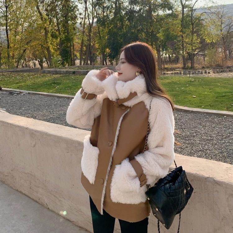 Women's Trench Coats Winter Korean Imitation Fur Coat Loose Stand Collar Design Medium And Long Splicing Cotton Clothes X299, Khaki
Women's Trench Coats Winter Korean Imitation Fur Coat Loose Stand Collar Design Medium And Long Splicing Cotton Clothes X299, Khaki