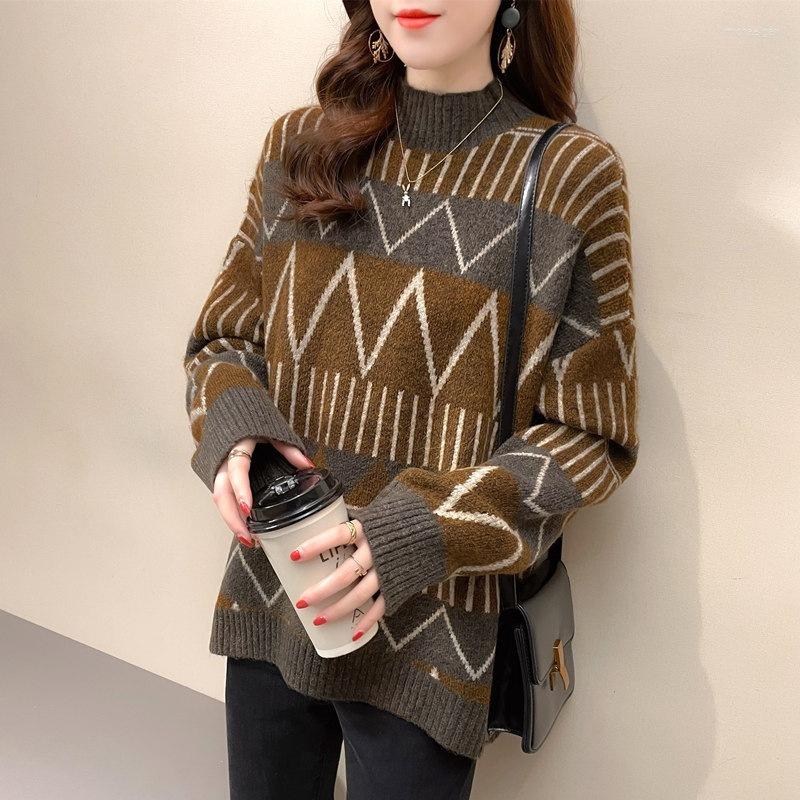 Women's Sweaters Women's Turtleneck Sweater Winter Thicken Oversize Jumper Top Female Retro Geometric Pattern Pullover Knitted Jacket, Blue
Women's Sweaters Women's Turtleneck Sweater Winter Thicken Oversize Jumper Top Female Retro Geometric Pattern Pullover Knitted Jacket, Blue