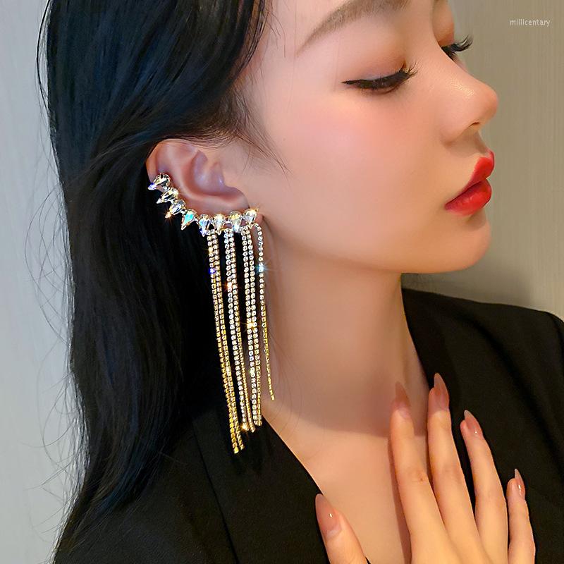 Backs Earrings Exaggerated Single Piece Sparkly Shiny Rhinestones Long Tassel For Women No-Piece Chains Clip Pendientes
Backs Earrings Exaggerated Single Piece Sparkly Shiny Rhinestones Long Tassel For Women No-Piece Chains Clip Pendientes