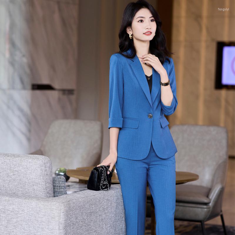 Women' Two Piece Pants Korean Spring Suit Large Size Office Women Business White-collar Formal Professional Dress Work Clothes Blue Coat, Blue coat pants
Women' Two Piece Pants Korean Spring Suit Large Size Office Women Business White-collar Formal Professional Dress Work Clothes Blue Coat, Blue coat pants