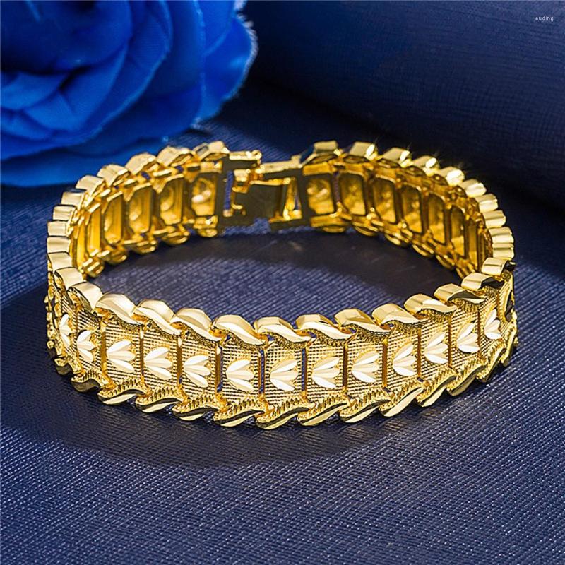 Link Bracelets 15mm Wide Thick Mens Bracelet Wristband Chain 18k Yellow Gold Filled Classic Fashion Men Jewelry Gift Vintage Accessories
Link Bracelets 15mm Wide Thick Mens Bracelet Wristband Chain 18k Yellow Gold Filled Classic Fashion Men Jewelry Gift Vintage Accessories