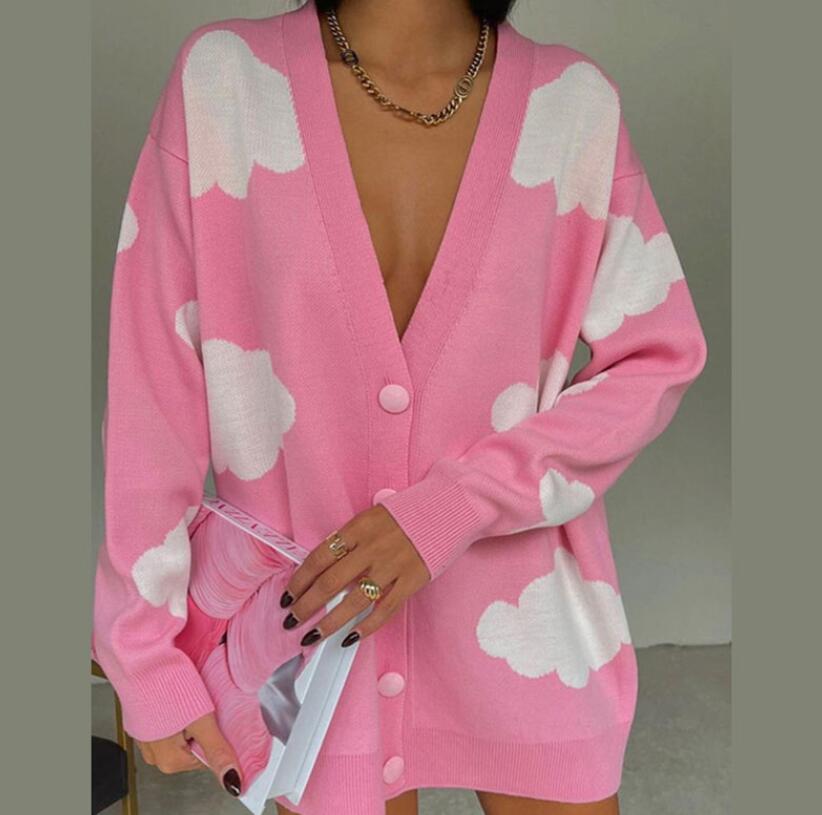 Women's Sweaters Luxury Print Knitted Cardigan Oversize V-neck Elegant New Long Sleeve Knitwear, Pink
Women's Sweaters Luxury Print Knitted Cardigan Oversize V-neck Elegant New Long Sleeve Knitwear, Pink
