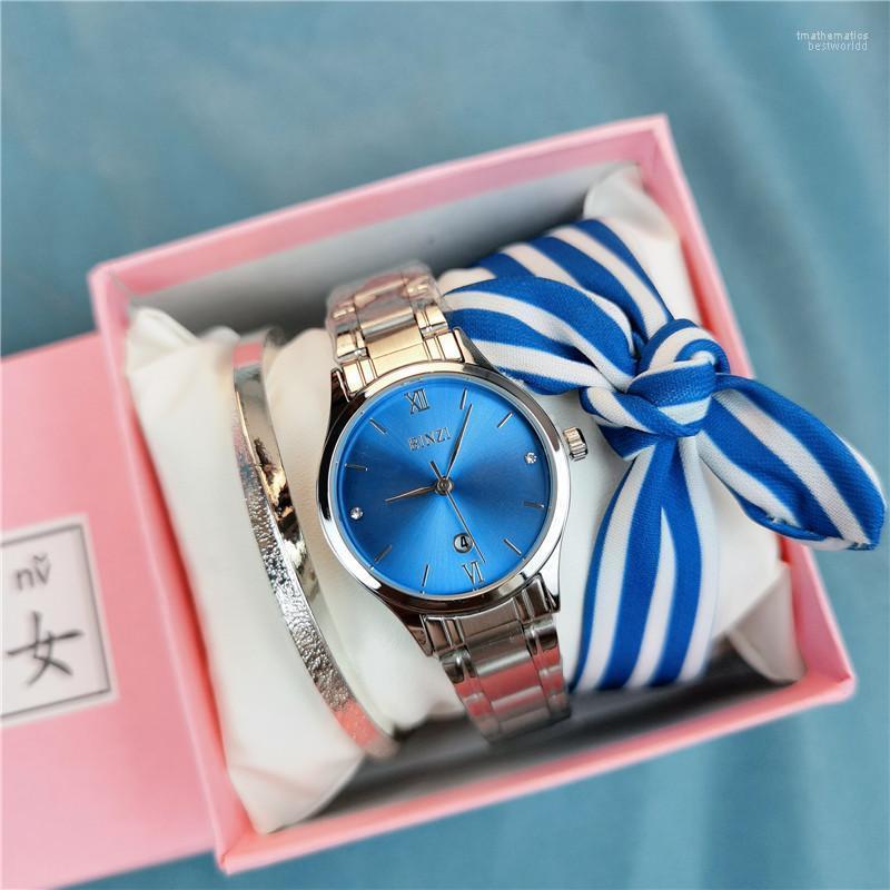 Wristwatches Minimalist Ladies Watch Bracelet Set Equipped With Ribbon Blue Black Red Fashion Belt Calendar Small Dial Creative Women's
Wristwatches Minimalist Ladies Watch Bracelet Set Equipped With Ribbon Blue Black Red Fashion Belt Calendar Small Dial Creative Women's