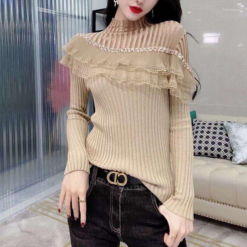 Women's Sweaters Pullover Sweater 2022 Autumn And Winter Female Fashion Qi Lace Hollow Splicing Solid Beaded Bottoming, Black
Women's Sweaters Pullover Sweater 2022 Autumn And Winter Female Fashion Qi Lace Hollow Splicing Solid Beaded Bottoming, Black