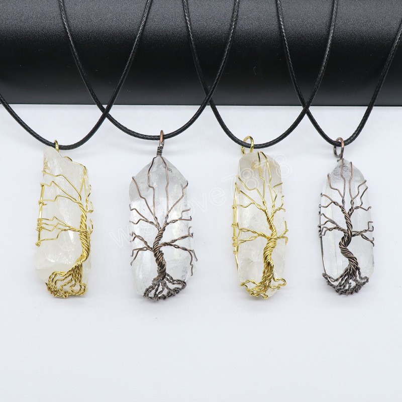 Retro Raw Mineral White Crystal Necklace Big Pendant Wire Wrapped Tree Charm Natural Clear Quartz Pendant Necklaces Healing Life
Retro Raw Mineral White Crystal Necklace Big Pendant Wire Wrapped Tree Charm Natural Clear Quartz Pendant Necklaces Healing Life