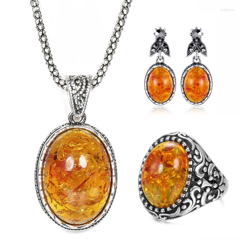Necklace Earrings Set 3 Piece Fashion Big Oval Analog Amber Stone Rings Women Silver Crystal Vintage Wedding Jewelry Wholesale, Picture shown
Necklace Earrings Set 3 Piece Fashion Big Oval Analog Amber Stone Rings Women Silver Crystal Vintage Wedding Jewelry Wholesale, Picture shown