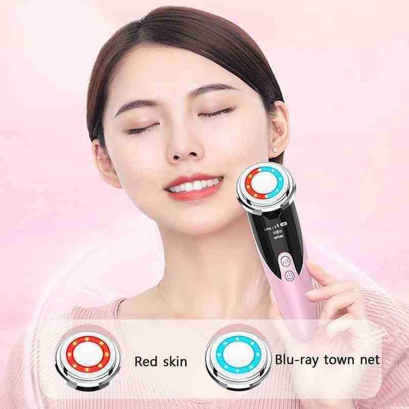 Ems Led Face Lift Machine Ultrasonic Skin Scrubber Facial Massager Ion Acne Blackhead Remover Peeling Shovel Cleaner 220516