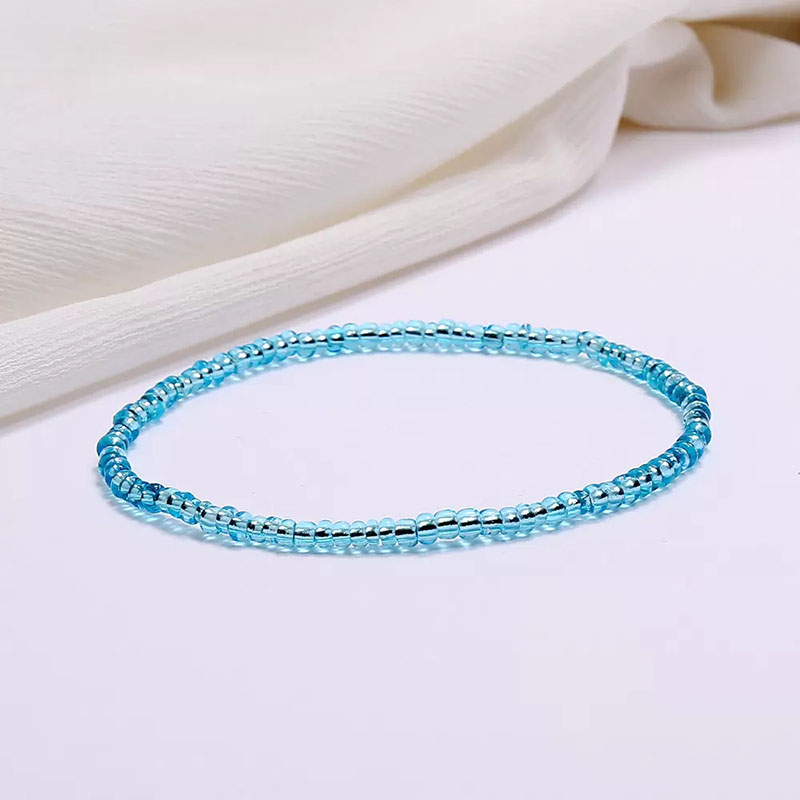 Boho Handmade Beaded African Anklets Multicolor Women Stretch Seed Beads Rainbow Ankle Bracelets Glass Bead Bracelet Elastic Foot and Hand Chain Jewel