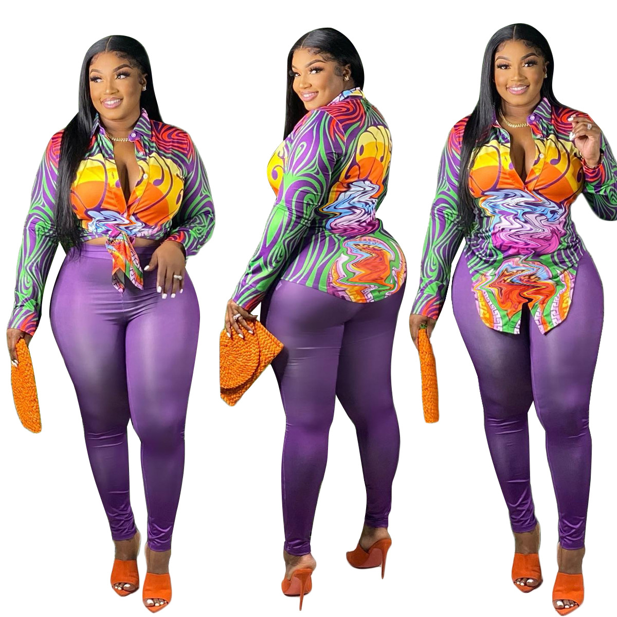 Women Print Two Piece Sets Outfits Casual Shirt and Legging Pants Set Easy Suit Free Ship, Purple
Women Print Two Piece Sets Outfits Casual Shirt and Legging Pants Set Easy Suit Free Ship, Purple