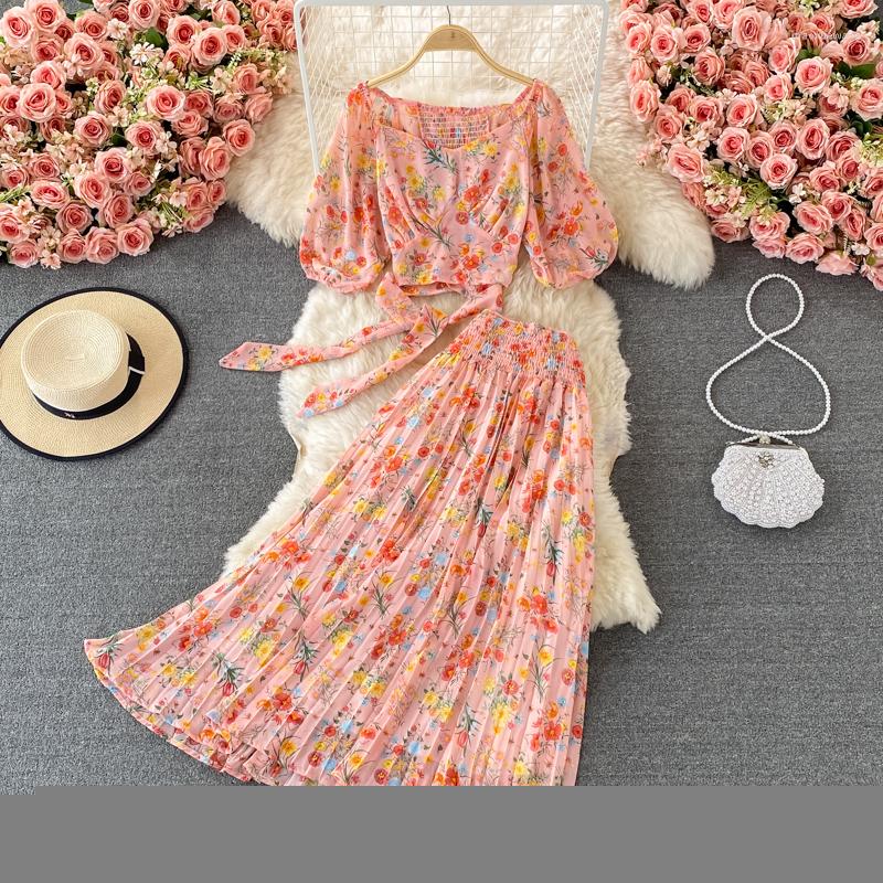 Casual Dresses High-waisted Mid-length A-line Drape Pleated Floral Skirt Two-piece Suit Short Square Neck Chiffon Shirt Summer, Blue
Casual Dresses High-waisted Mid-length A-line Drape Pleated Floral Skirt Two-piece Suit Short Square Neck Chiffon Shirt Summer, Blue