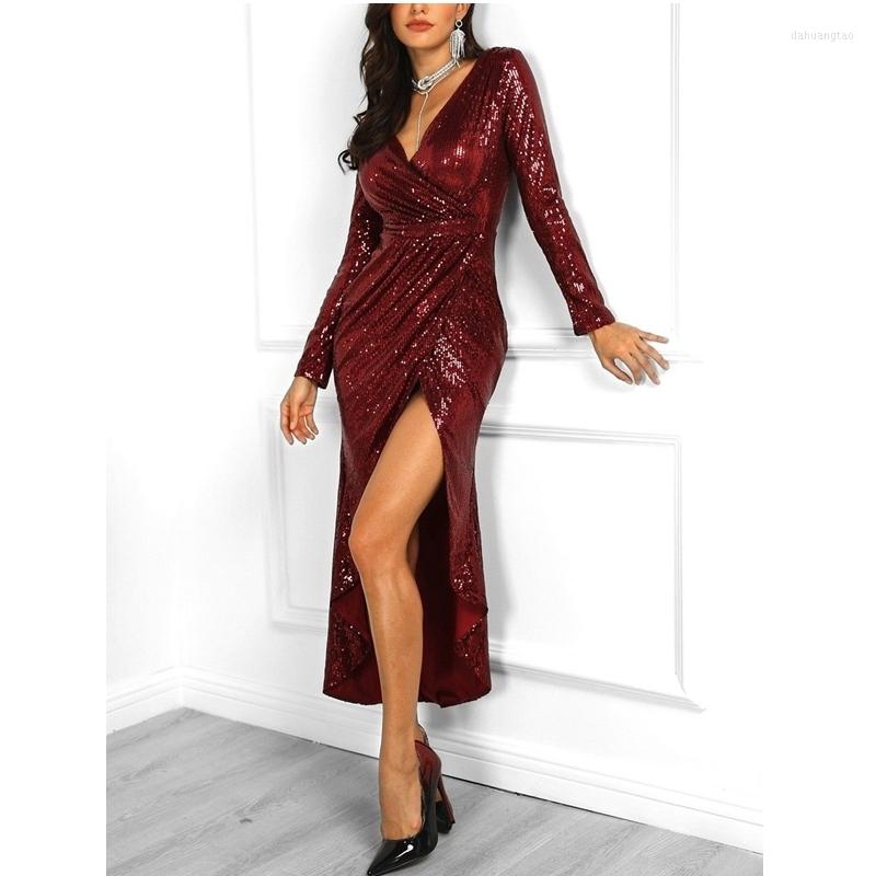 Casual Dresses Women Glitter Sequins Vestidos Party Evening Long Sleeve V Neck Split Wrap Bodycon Dress Shiny Formal Solid Color, Black
Casual Dresses Women Glitter Sequins Vestidos Party Evening Long Sleeve V Neck Split Wrap Bodycon Dress Shiny Formal Solid Color, Black