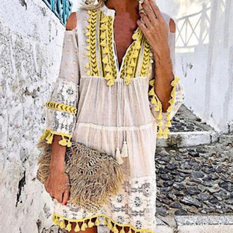 Casual Dresses Women's Shift Dress Deep V Neck Mini Solid Color Women Tassel 3/4 Sleeve Sundress Summer Boho Vacation, Blue
Casual Dresses Women's Shift Dress Deep V Neck Mini Solid Color Women Tassel 3/4 Sleeve Sundress Summer Boho Vacation, Blue