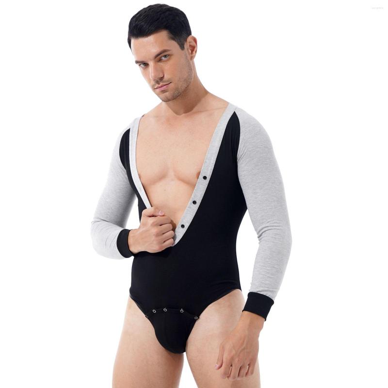 Men's G Strings Men Erotic Sexy Lingerie Deep V Neck Long Sleeve Button Down Teddies Bodysuit Contrast Color Leotard Skinny Jumpsuits, Black
Men's G Strings Men Erotic Sexy Lingerie Deep V Neck Long Sleeve Button Down Teddies Bodysuit Contrast Color Leotard Skinny Jumpsuits, Black