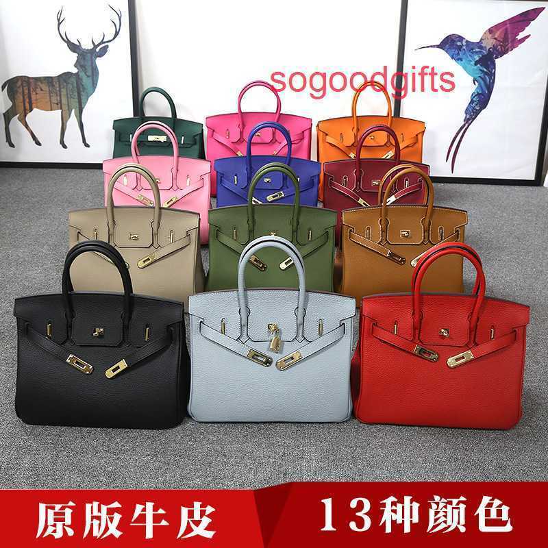 Designer Bags Herme Luxury Genuine Leather Women's Single Shoulder Handbags Fashion bag women's new lychee pattern head layer leather one sh, 35c elephant grey