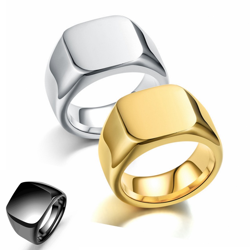 8mm Fashion simple ring retro square shiny side stainless steel designer band link clover luxury unisex nail love tennis charm homme men chains for women rings gift