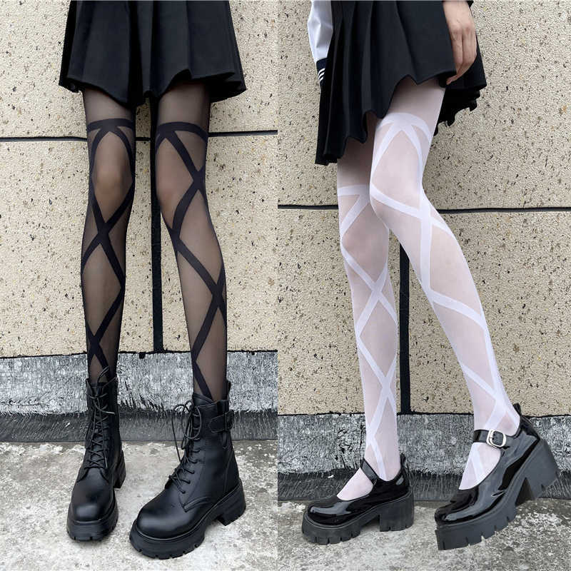 Socks Hosiery Cross Tie Pantyhose Women's Tights JK Black Silk Stockings Thin Diamond Check Stockings Ultrathin Sexy Tights T220930, White
Socks Hosiery Cross Tie Pantyhose Women's Tights JK Black Silk Stockings Thin Diamond Check Stockings Ultrathin Sexy Tights T220930, White