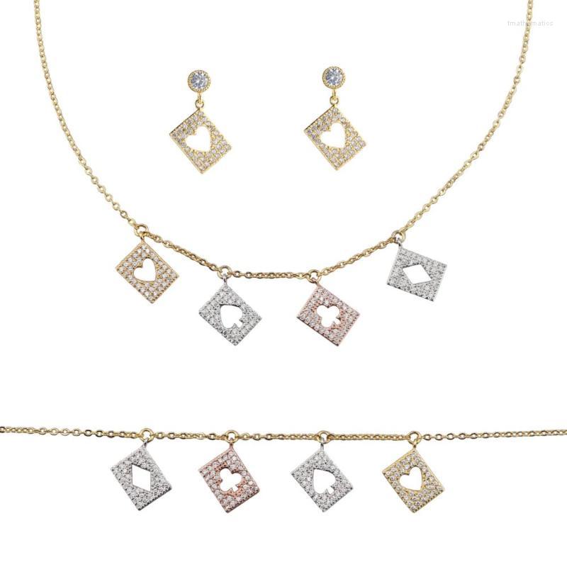 Necklace Earrings Set & Fashion Jewelry Poker-shaped Zircon Micro-inlaid With And Bracelet Perfect For Daily Party Gifts S1461Earrings, Picture shown
Necklace Earrings Set & Fashion Jewelry Poker-shaped Zircon Micro-inlaid With And Bracelet Perfect For Daily Party Gifts S1461Earrings, Picture shown