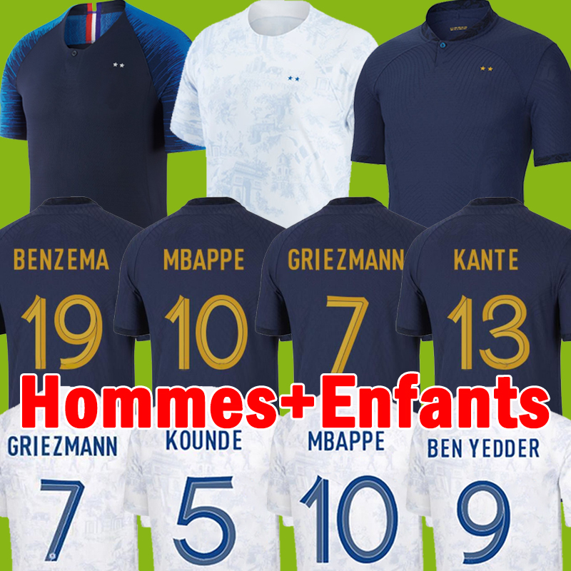 22 23 French Soccer Jerseys MBAPPE GRIEZMANN 2022 2023 Men Uniforms POGBA BENZEMA GIROUD KOUNDE PAVARD KANTE HERNANDEZ COMAN DEMBELE POGBA World Cup Football Shirt, 22-23 home pacth
22 23 French Soccer Jerseys MBAPPE GRIEZMANN 2022 2023 Men Uniforms POGBA BENZEMA GIROUD KOUNDE PAVARD KANTE HERNANDEZ COMAN DEMBELE POGBA World Cup Football Shirt, 22-23 home pacth