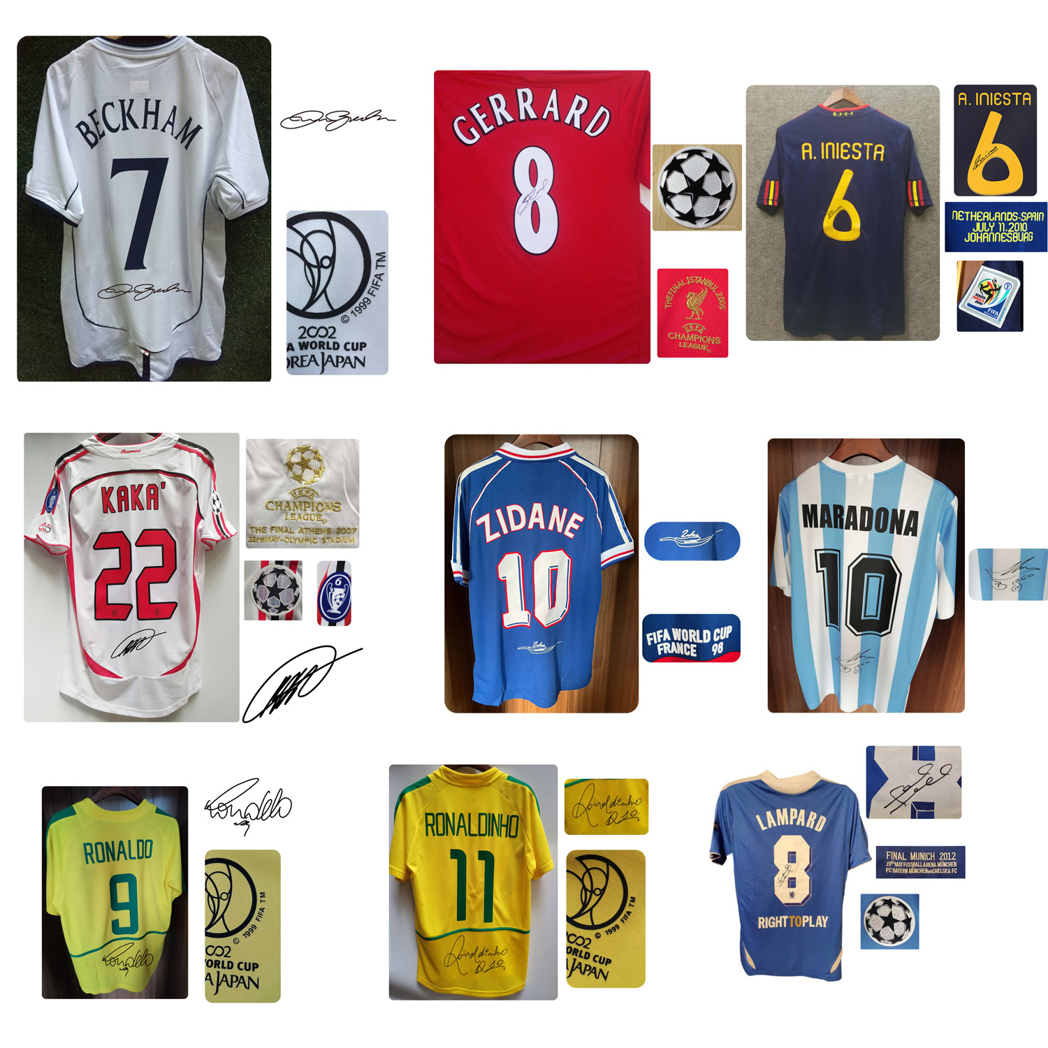 Home Textile All Super Star Ronaldinho Signature Jersey Ronaldo Maradona Baggio Signed Shirt Retro Kaka Gerrard Ronaldinho Classic Vintage Maillot Soccer Patch
Home Textile All Super Star Ronaldinho Signature Jersey Ronaldo Maradona Baggio Signed Shirt Retro Kaka Gerrard Ronaldinho Classic Vintage Maillot Soccer Patch