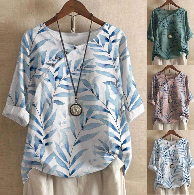 Women's Blouses Women Summer Flower Printing Button Cotton And Linen Top Casual O-Neck Short Sleeve Loose Shirt Tops Blouse 2022, Green
Women's Blouses Women Summer Flower Printing Button Cotton And Linen Top Casual O-Neck Short Sleeve Loose Shirt Tops Blouse 2022, Green