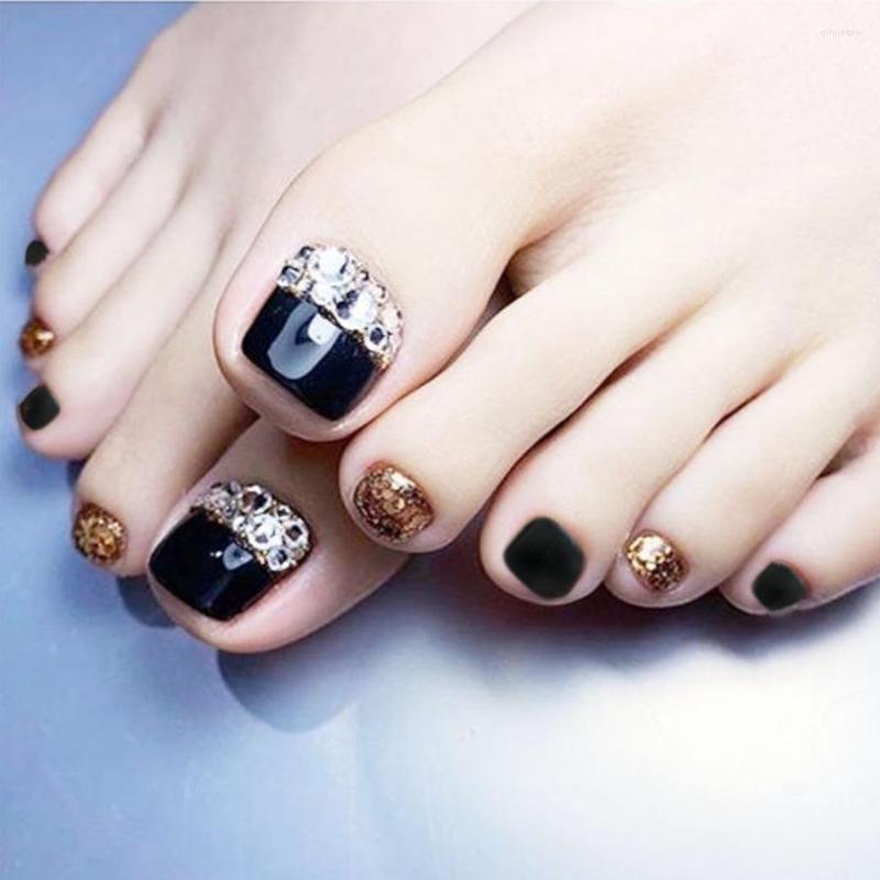 False Nails 24Pcs/Box Fake Toenails With Glue Glamour Black Full Diamond Glitter Design Square Short Manicure Press On Toe Nail Tips, Hsmz001
False Nails 24Pcs/Box Fake Toenails With Glue Glamour Black Full Diamond Glitter Design Square Short Manicure Press On Toe Nail Tips, Hsmz001