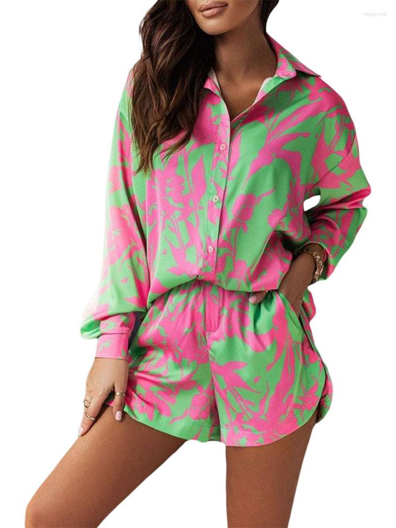 Women' Tracksuits Women Casual 2 Piece Outfits Tropical Print Long Sleeve Button Down Shirt And High Waist Shorts Loungewear, Red purple
Women' Tracksuits Women Casual 2 Piece Outfits Tropical Print Long Sleeve Button Down Shirt And High Waist Shorts Loungewear, Red purple