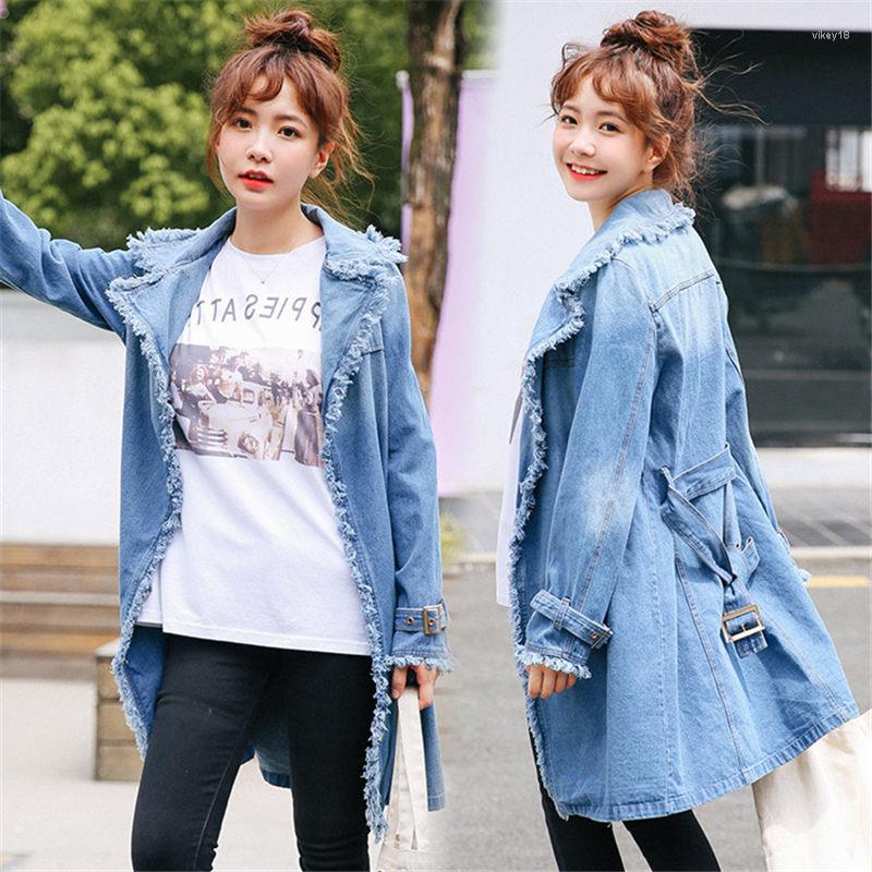 Women' Trench Coats Denim Women Coat Autumn Long Section Windbreaker Ladies Tassel Sleeve Cardigans Outerwear With Belt F1041, Blue
Women' Trench Coats Denim Women Coat Autumn Long Section Windbreaker Ladies Tassel Sleeve Cardigans Outerwear With Belt F1041, Blue