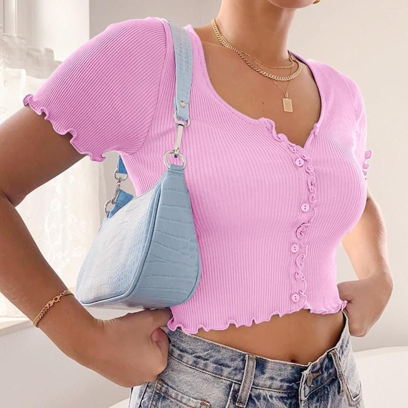 Women's T Shirts V-Neck Women's Short-Sleeve Top Short Color Button Ribbed Shirt Solid Ladies Long Sleeve Sweater Tops Cute Fit, Blue
Women's T Shirts V-Neck Women's Short-Sleeve Top Short Color Button Ribbed Shirt Solid Ladies Long Sleeve Sweater Tops Cute Fit, Blue