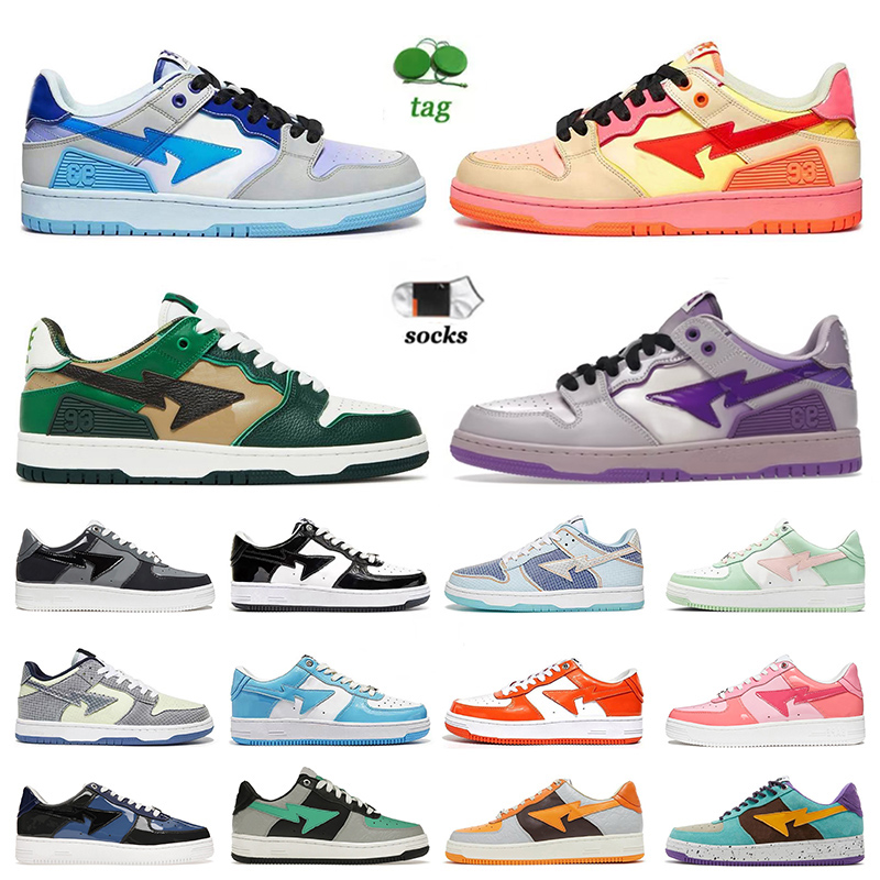 Designer Low Bapestas Baped SK8 Sta bapesta Shoes Patent Leather Black White Blue Orange Camo Pink Pastel ABC Platform Men Women With Socks Sneakers Trainers, B26
Designer Low Bapestas Baped SK8 Sta bapesta Shoes Patent Leather Black White Blue Orange Camo Pink Pastel ABC Platform Men Women With Socks Sneakers Trainers, B26