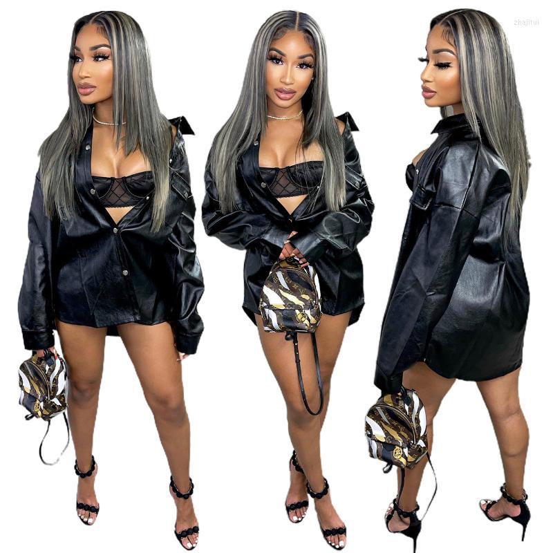 Women' Jackets Women' Black PU Faux Leather Jacket Women Long Sleeve Turn-down Collar Button Up Top Casual Streetwear Autumn Winter
Women' Jackets Women' Black PU Faux Leather Jacket Women Long Sleeve Turn-down Collar Button Up Top Casual Streetwear Autumn Winter