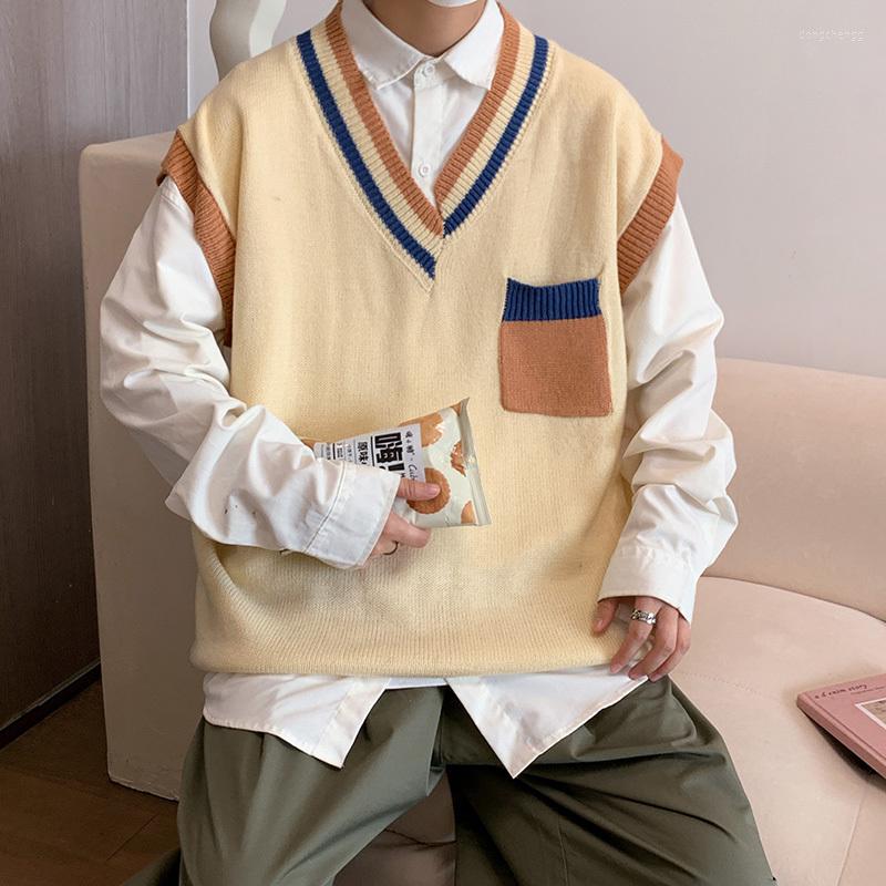 Men's Vests J GIRLS Patchwork Sweater Men Fashion Knitted Leisure Teenagers Korean Style Loose Large Size S-3XL Daily All-match, Blue
Men's Vests J GIRLS Patchwork Sweater Men Fashion Knitted Leisure Teenagers Korean Style Loose Large Size S-3XL Daily All-match, Blue