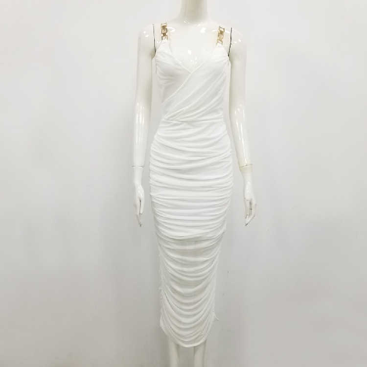 ruffles women lady long dresses pleated formal outfits dress YS0918